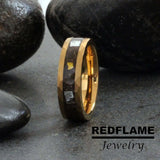 Your dust and Apollo spacecraft foil Yellow GoldTungsten Carbide Rings - Custom Order