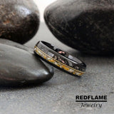 Your own flower edals Guitar String Meteorite Black Tungsten Carbide Rings - Custom Order