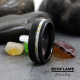 Your Own Sea Glass Black Tungsten Carbide Rings - Custom Order