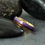 Koa Wood Amethyst Yellow Gold Tungsten Ring- Custom Order