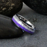 Diamond Dust Amethyst Silver Gray Tungsten Ring- Custom Order