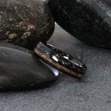 Meteorite ring Megalodon shark teeth crushed black Tungsten Ring- Custom Order