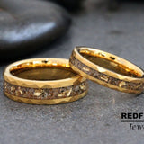 Your Sand Gold Leaf Yellow Gold Tungsten Carbide Ring- Custom Order