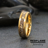 Your Sand Gold Leaf Yellow Gold Tungsten Carbide Ring- Custom Order