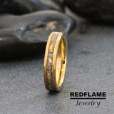 Your Sand Gold Leaf Yellow Gold Tungsten Carbide Ring- Custom Order