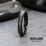 Your Own Guitar String Triple Inlay Black Tungsten Carbide Ring- Custom Order