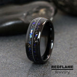Nebula Bluestone Guitar String Meteorite Black Tungsten Carbide Rings - Custom Order