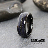 Nebula blue stone Gibeon Meteorite BLack Tungsten Carbide Rings - Custom Order