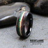 Red Garnet 14k Gold filled wire Emerald Black Tungsten Carbide Rings - Custom Order