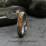 8mm Citrine Yellow Glass Silver Gray Tungsten Carbide Ring