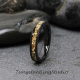 8mm Citrine Yellow Glass Black Tungsten Carbide Ring