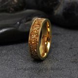 8mm Citrine Yellow Glass Black Tungsten Carbide Ring