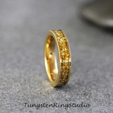 8mm Citrine Yellow Glass Black Tungsten Carbide Ring