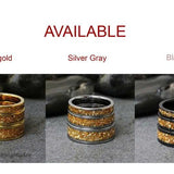 8mm Citrine Yellow Glass Black Tungsten Carbide Ring