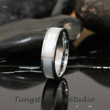 4mm Mother of Pearl Silver Gray Tungsten Ring