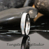 4mm Mother of Pearl Silver Gray Tungsten Ring