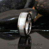 4mm Mother of Pearl Silver Gray Tungsten Ring