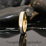 4mm Mother of Pearl Yellow Gold Tungsten Ring