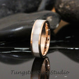 4mm Mother of Pear Rose Gold Tungsten Ring