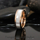 4mm Mother of Pear Rose Gold Tungsten Ring