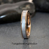 4mm Mother of Pear Rose Gold Tungsten Ring