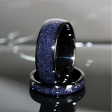 Nebula Blue Sandstone Black Tungsten Ring 4mm 6mm 8mm