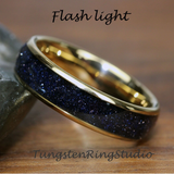 Nebula Blue Sandstone Yellow Gold Tungsten Ring