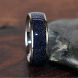 Blue Sandstone Nebula Tungsten Ring Set