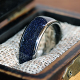 Nebula Blue Sandstone Tungsten Ring 4mm 6mm 8mm