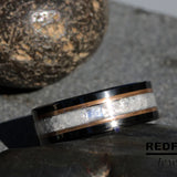 Moonstone Rose Gold Accent Tungsten Ring- Custom Order