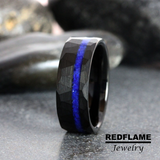 Lapis Lazuli Crushed Hammered Tungsten Ring- Custom Order