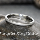 Silver Gray Sandblasted Tungsten Carbide Ring 2 mm