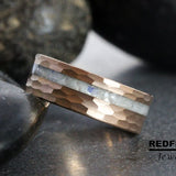 Rainbow Moonstone Hammered Ring- Custom Order