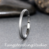 Silver Gray Sandblasted Tungsten Carbide Ring 2 mm