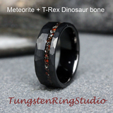 Meteorite Hammered Black Tungsten Carbide Ring