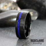 Lapis Lazuli Crushed Hammered Tungsten Ring- Custom Order