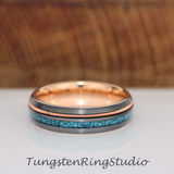 Turquoise and Guitar String GunMetal Ring Set