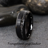 Meteorite Ring Black Bevel Tungsten Carbide Ring