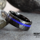 Lapis Lazuli Crushed Hammered Tungsten Ring- Custom Order