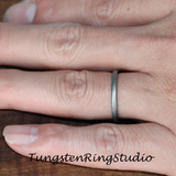 Silver Gray Sandblasted Tungsten Carbide Ring 2 mm