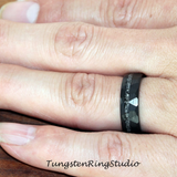 Meteorite Hammered Black Tungsten Carbide Ring