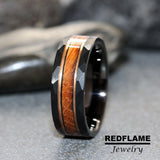 Whiskey Barrel Rose Gold Strips Hammered Tungsten Ring- Custom Order