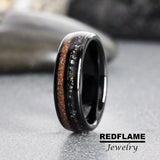 Walnut Wood Meteorite Tungsten Ring- Custom Order