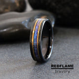 Alexandrite Crushed Flat Tungsten Ring- Custom Order