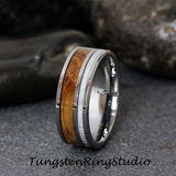 Deer Antler Whiskey Barrel Tungsten Ring