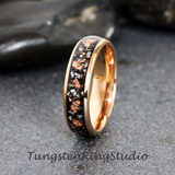 Copper Leaf Meteorite Rose Gold Tungsten Ring