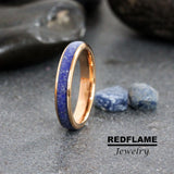 Blue Sapphire Crushed Tungsten Ring- Custom Order