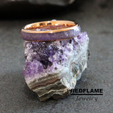 Amethyst Crushed Tungsten Ring- Custom Order