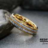 Deer Antler Gold Tungsten Ring- Custom Order