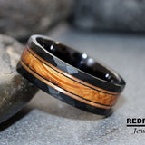 Whiskey Barrel Rose Gold Strips Hammered Tungsten Ring- Custom Order